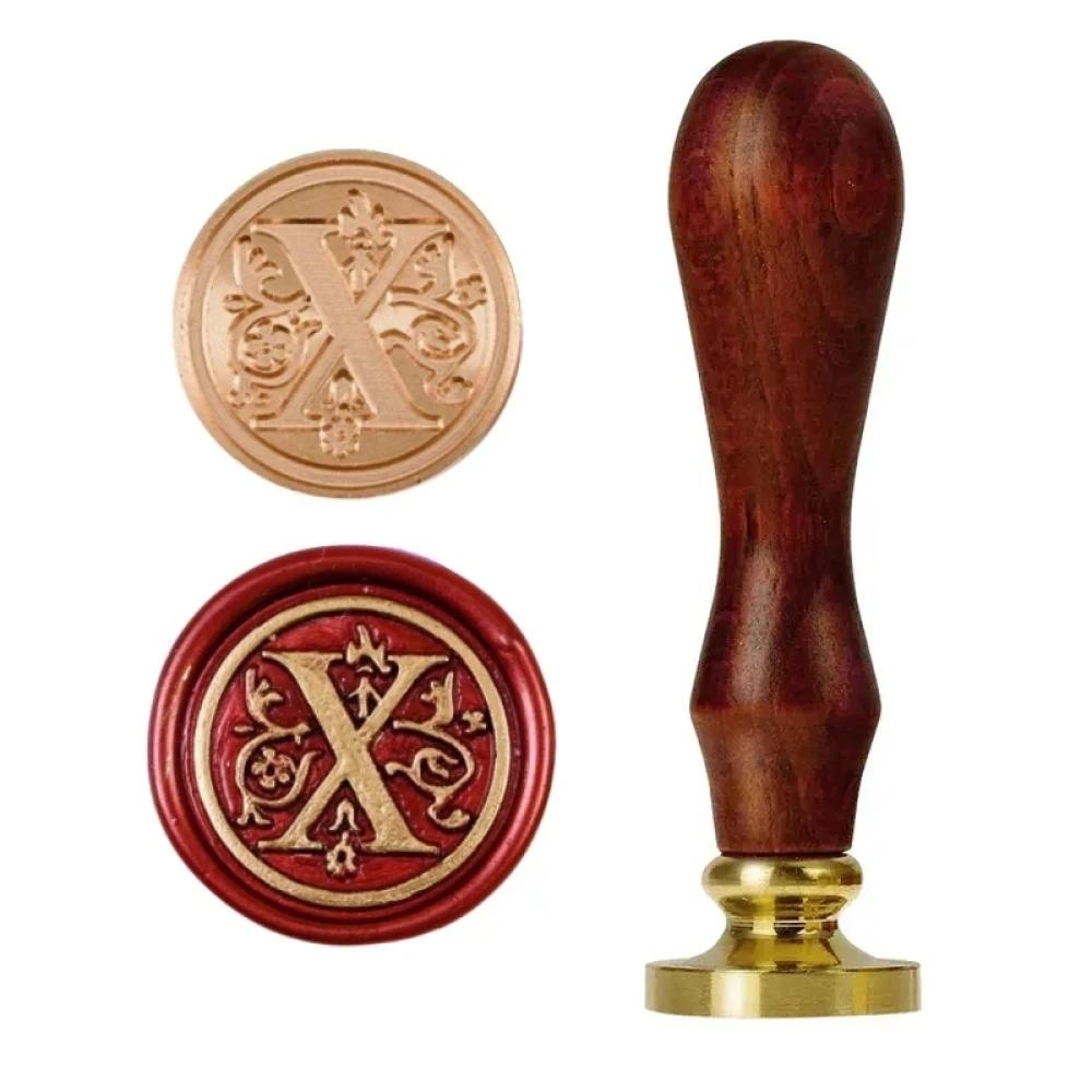 1set 26 Letter A-Z Wax Seal Stamp with Wooden Handle, Wax Seal Paint Copper Head for Envelope Gift Invitation Card Sticker