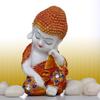 Designs Resin Buddha Monk Statue, Little Baby Monk (Multicolour)(Set of 4)