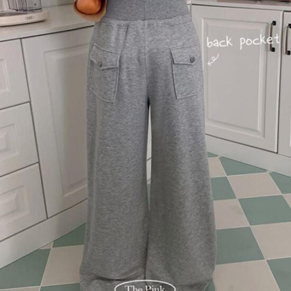 The Pink Hide Banding Hip Pocket Wide Training Pants