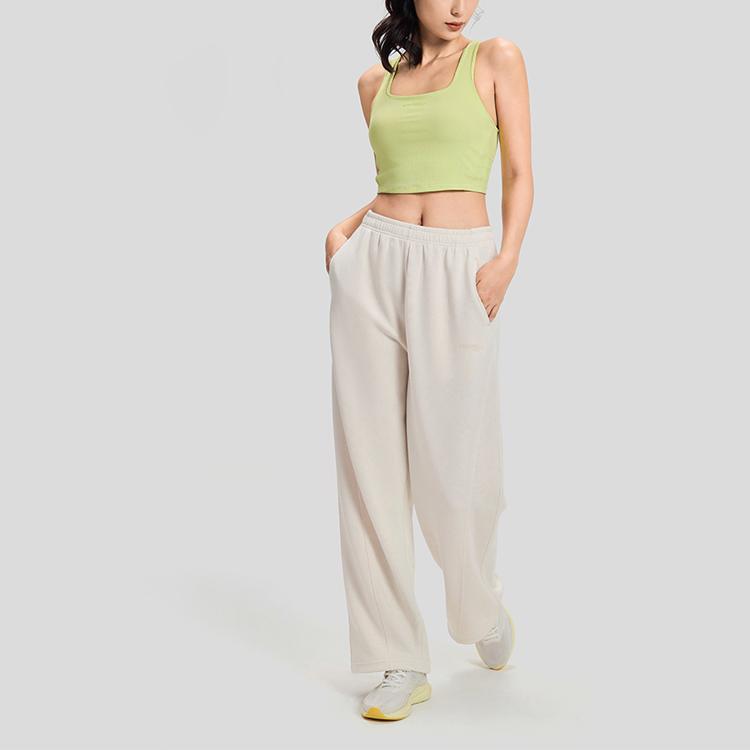 SAUCONY Solid Color High Waist Straight Leg Casual Pants Women Bottoms Milk-Cloud SC1230014DY-GE75