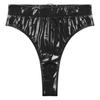 Women's Thong Wet Look Patent Leather Rave Bottoms Shiny High Waisted Panties for Festival Clubwear Dancing