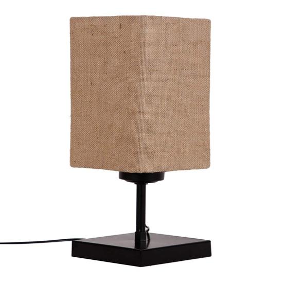 40.64 Cm Square Beige Jute Shade Table Lamp with Wood Base Bulb Not Included Home Décor Bedroom, Dining Room, Hotel Room, Living Room, Office