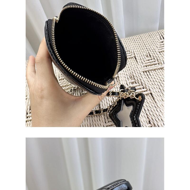 25N Stern Diamant Gitter Kette Handy umwickelt Öl Wachs Oberste Schicht Rindsleder Reißverschluss Einzelne Schulter Crossbody Vertikale Tasche