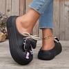 Women's Bow Decor Platform Clogs, Stylish Closed Toe Summer Beach Slide Shoes, Fashion Outdoor Lace-up Beach Garden Sandals