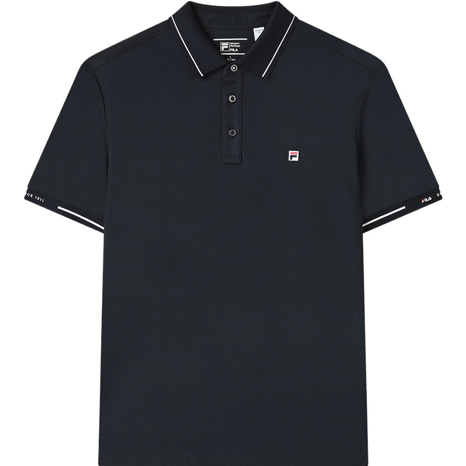 Fila Solid Color Logo Label Wrinkle Resistant Polo Shirt Men Polo Shirts Legendary-Blue F11M321103FNV