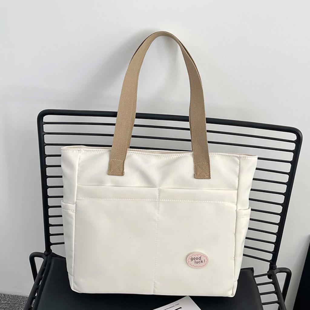 1Pc Women's Tote Bag Canvas Sewing Thread Large Capacity Advanced Sense Handbag Convenient Practical Female's Commuter Bag