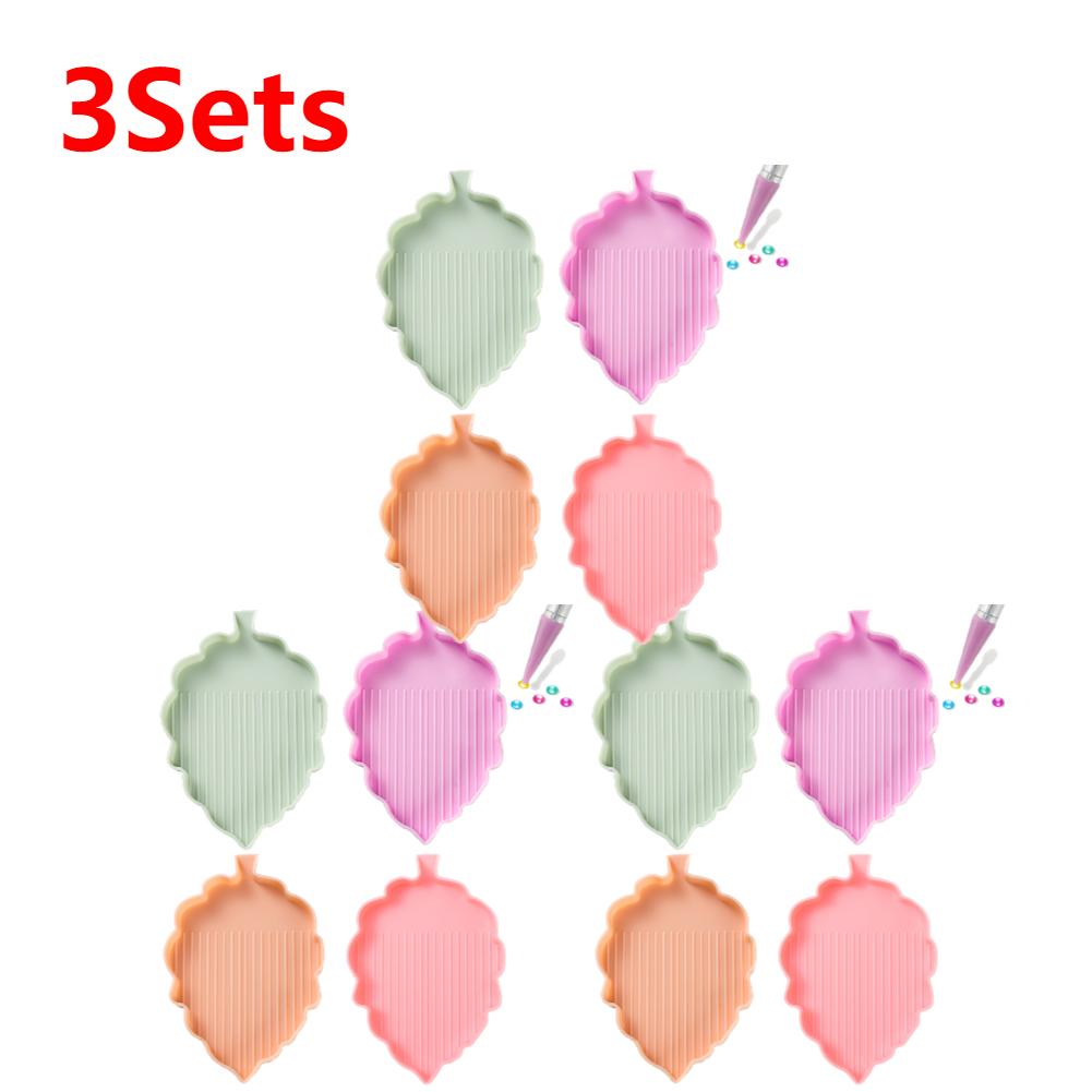4 Pcs Art Painting Beads Sorting Tray Craft Tool Leaf Multiple Color Diamond Art Paints Accessories Tray for DIY Craft Painting