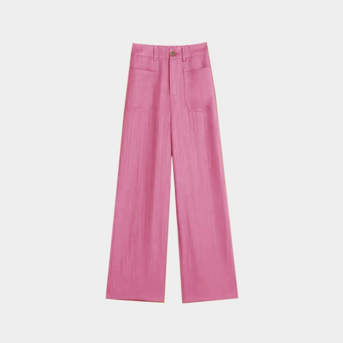 

Женские шелковые брюки Rain Dew Linen с высокой талией, дышащие, широкие 29 роза розовый