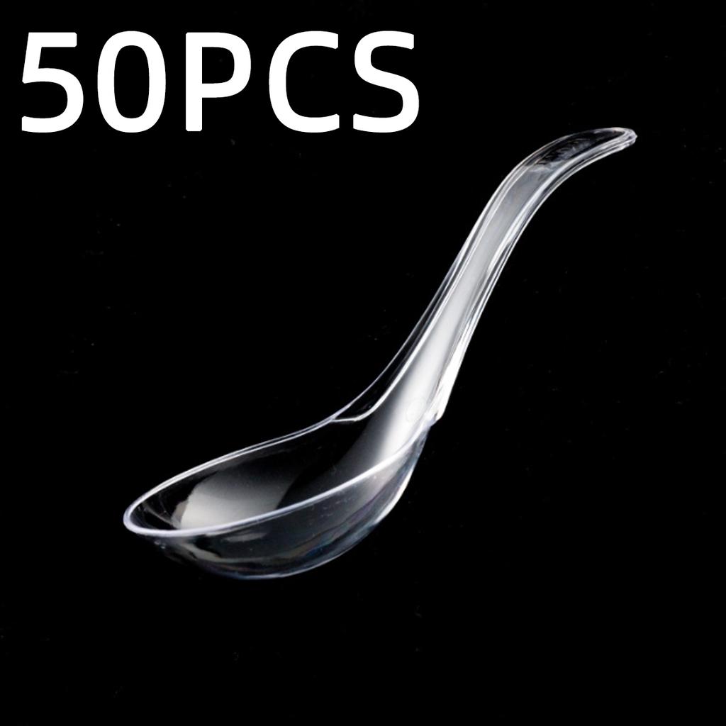 50/100/200PCS High-Quality Transparent Plastic Disposable Spoons Clean And Durable Tableware Suitable For Picnics And Daily Use