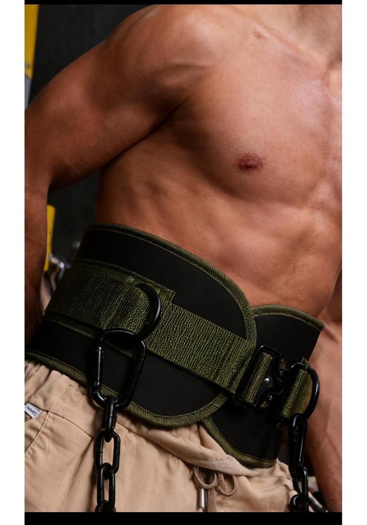 Weighted Fitness Belt with Lumbar Support for Pull-Ups, Squats, and Double Bar Exercises Featuring Iron Chain.