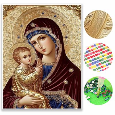 Set Pittura Diamante Fai da Te 5D Diamante Pieno Vergine Maria Arte Religiosa Artigianato per Decorazione Parete Casa