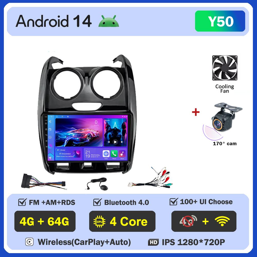 Car Radio For Renault Duster 2015 - 2020 For LADA Largus 2021 Android 14 Multimedia Player GPS Navigation Carplay Android Auto