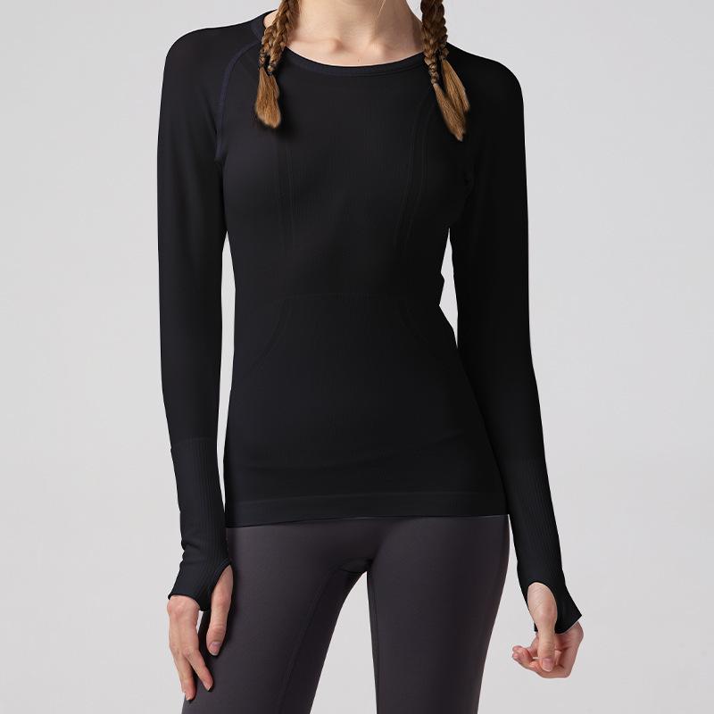 Lulu Women's Seamless Slim Fit Long Sleeve Yoga Top - Breathable, Quick-Drying Sportswear for Autumn & Winter Fitness.