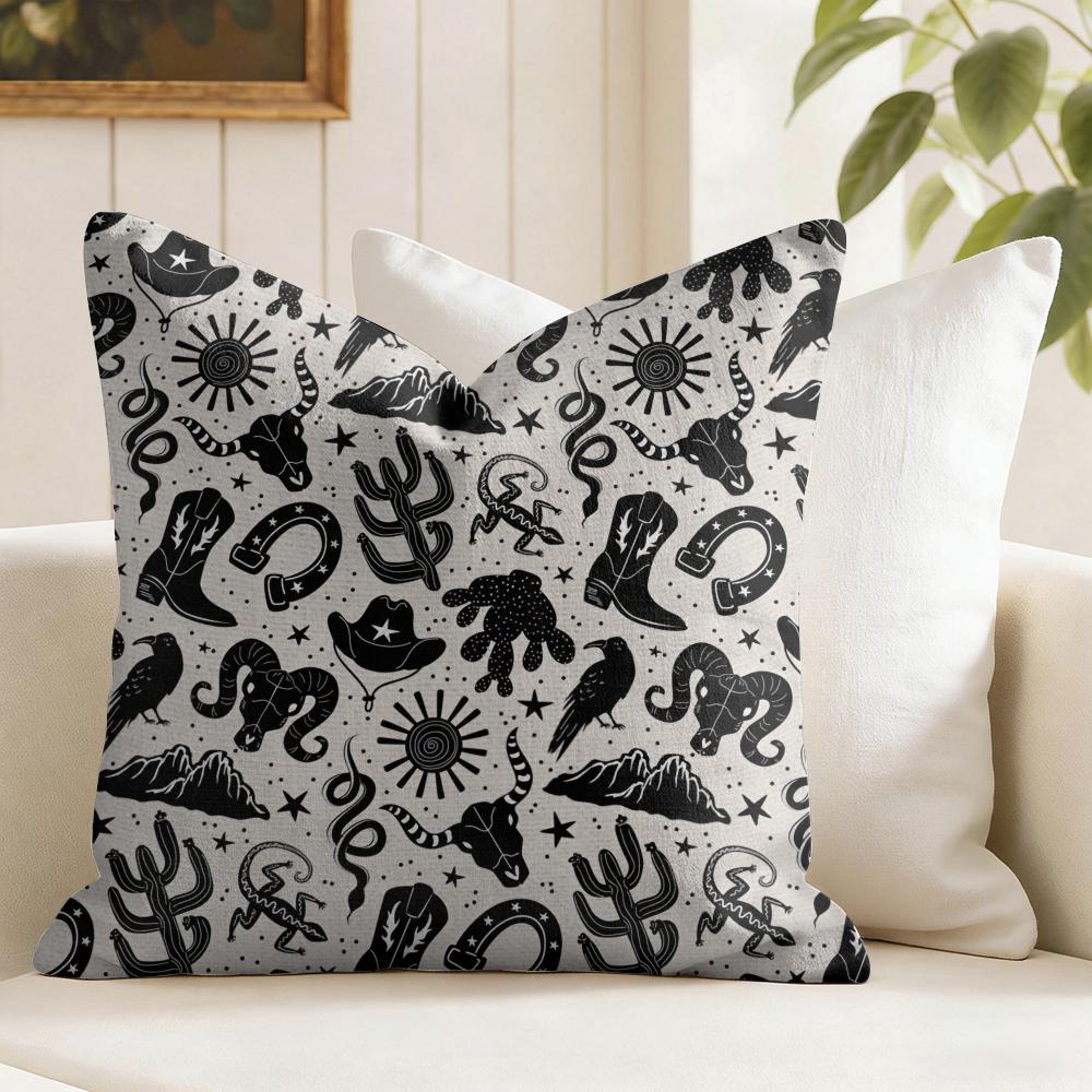 Cactus Pattern Cushion Cover Natural Linen Pillow Cover Double-Sided Print Cushion Cover For Sofa Home Decor