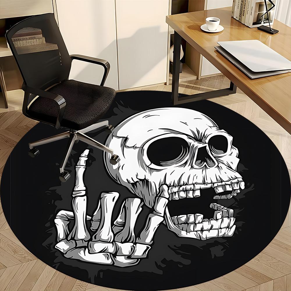 1pc Skull Hand Office Round Area Rug, Indoor Mat Suitable ForOffice, Under Office Chairs Bedroom Living Room Home Decor, Room Deco q101