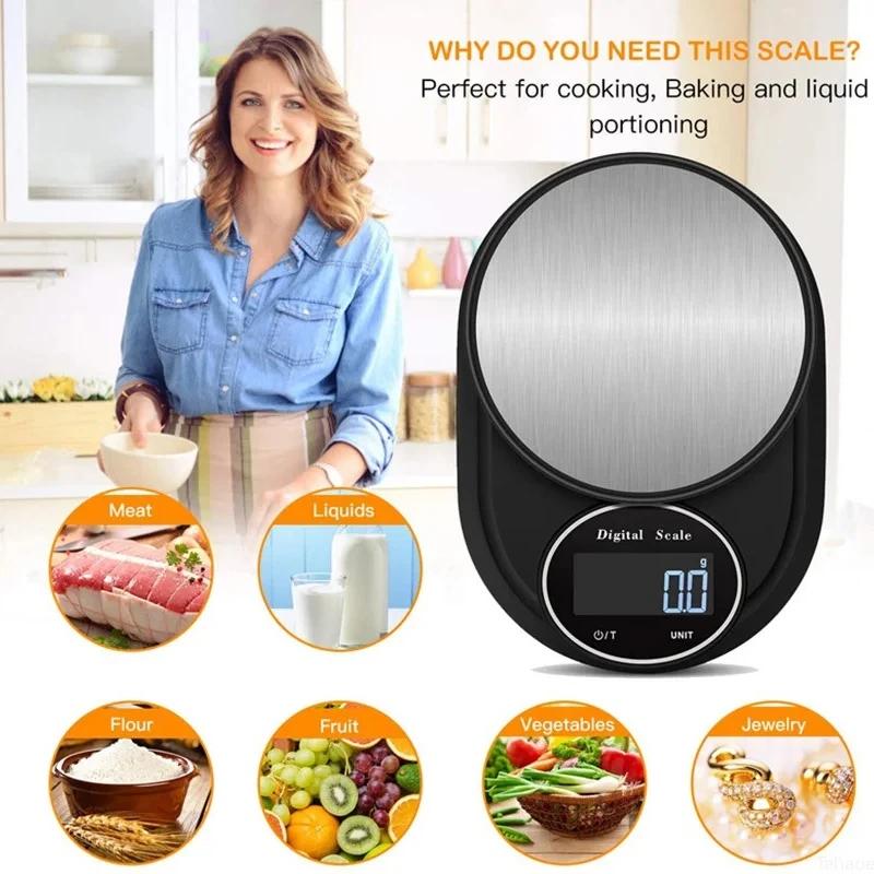 Home Kitchen Scale 5kg/0.1g High Precision Baked Cooking Food Coffee Gram Digital Scales Portable Mini Electronic Balance Weight