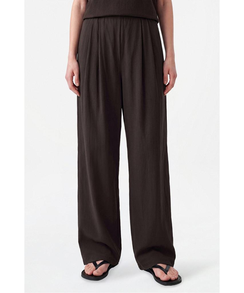 Jaa [Jaah] Elastic Waist Pants Dark Brown