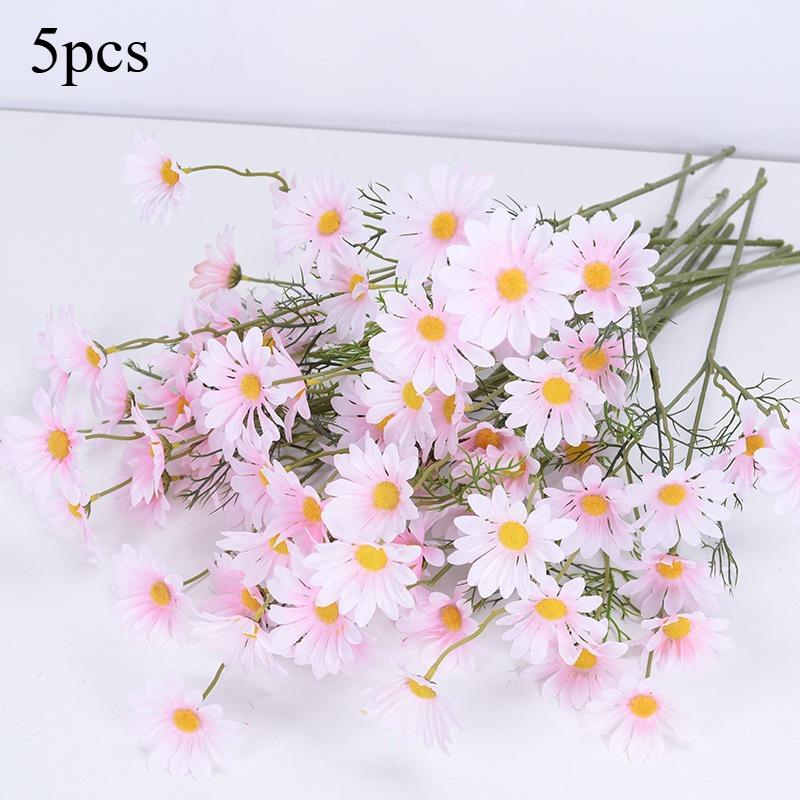 5pcs Artificial Small Daisies Lifelike Fake Daisy Flowers Faux Mini Daisies for Home Vase Decor Wedding Party Table Centerpieces