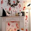 Halloween Window Clings Bloody Handprint Footprint 3D Butterfly Black Bat Wall Decal Scary Halloween Decoration for Home Decor