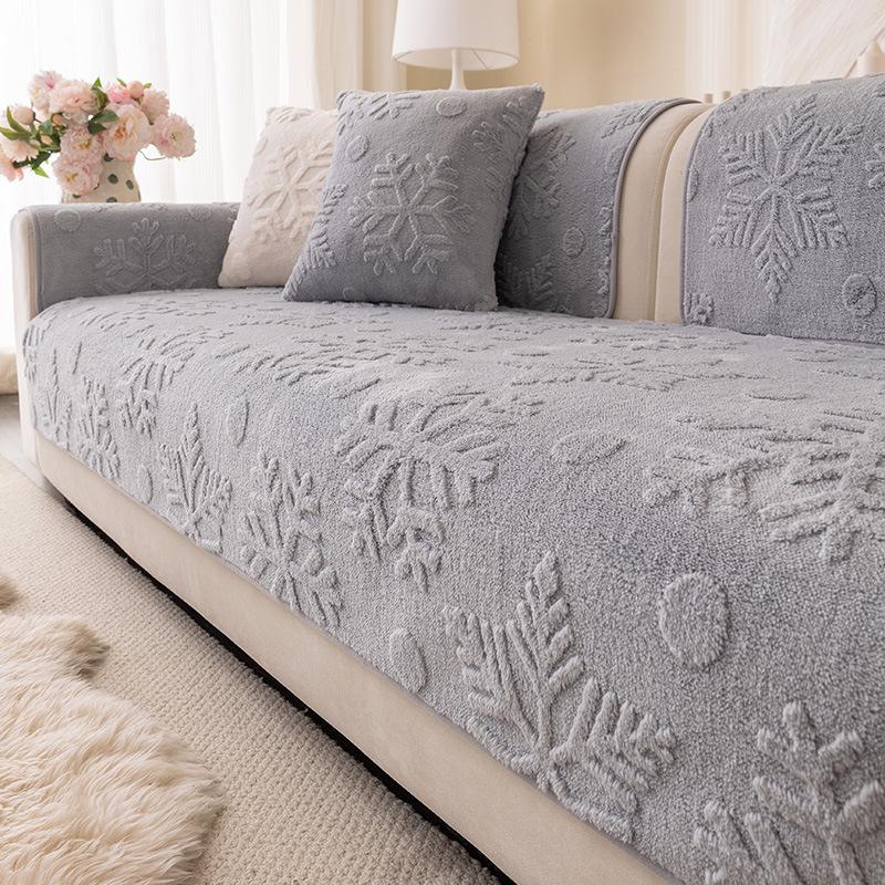 Jacquard Thickened Comfortable Cotton Velvet Living Room Sofa Cushion Winter Season Anti-Slip Cover One-Piece Seat Cushion 70x70cm 1pc