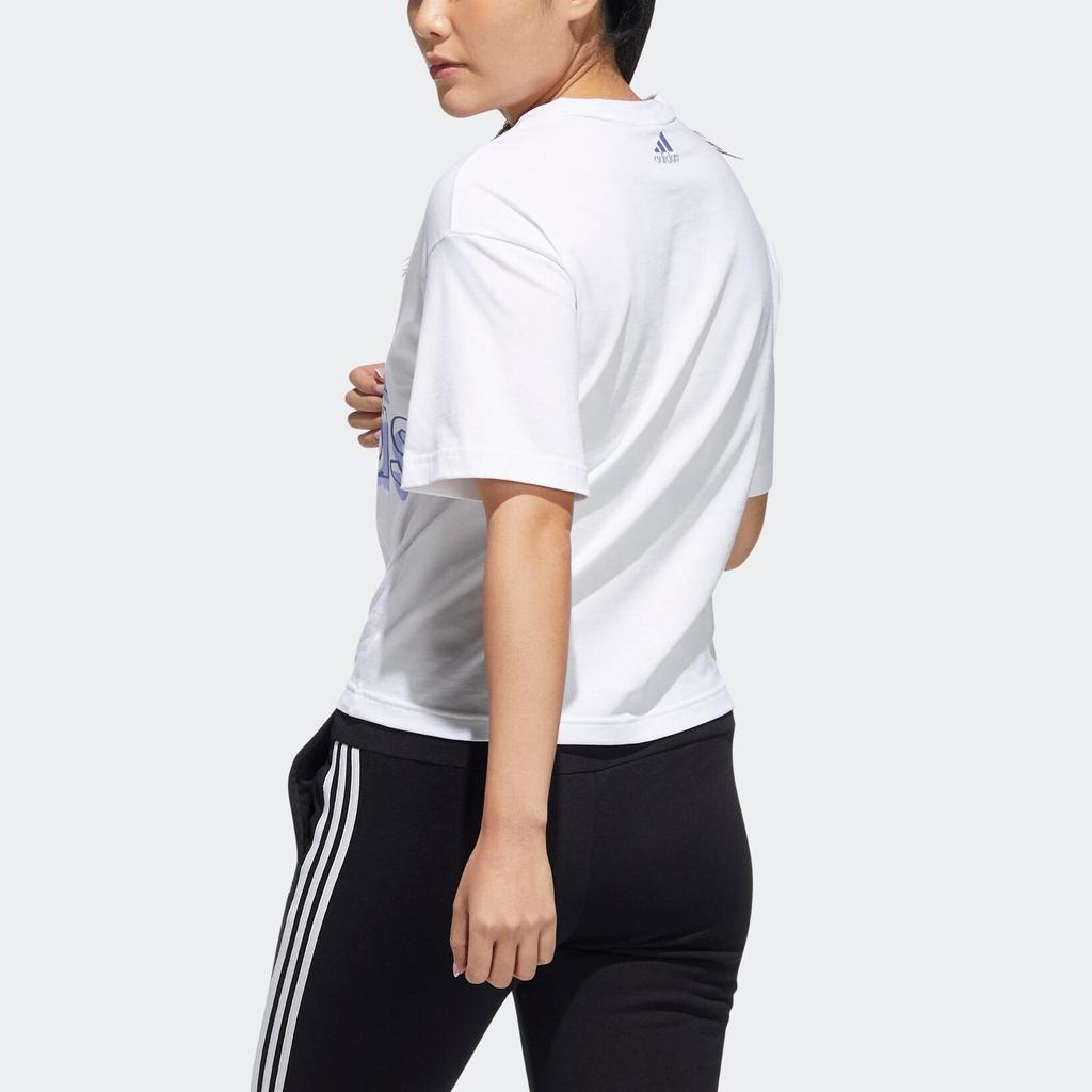 Adidas Big Logo Short Sleeve T-Shirt Women Tops White HB5100