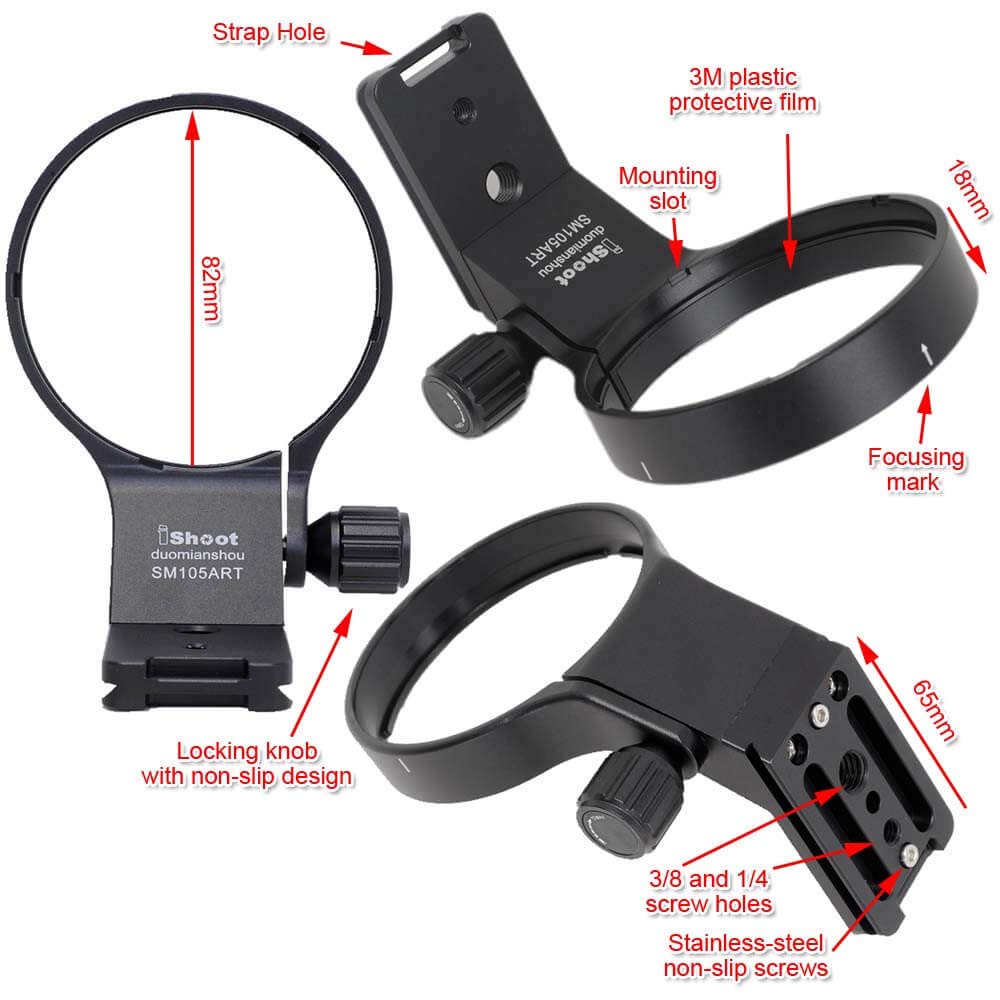 iShoot Metal Camera Tripod Mount Tripod Mount Lens Support Lens Bracket Tripod Socket for Sigma DG DN OS Sigma 105mm DG HSM Quick Release Plate with