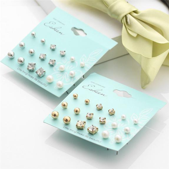 9 Pair Ornaments Earring Set Women Jewelry Bridal Party Mixed Fashion