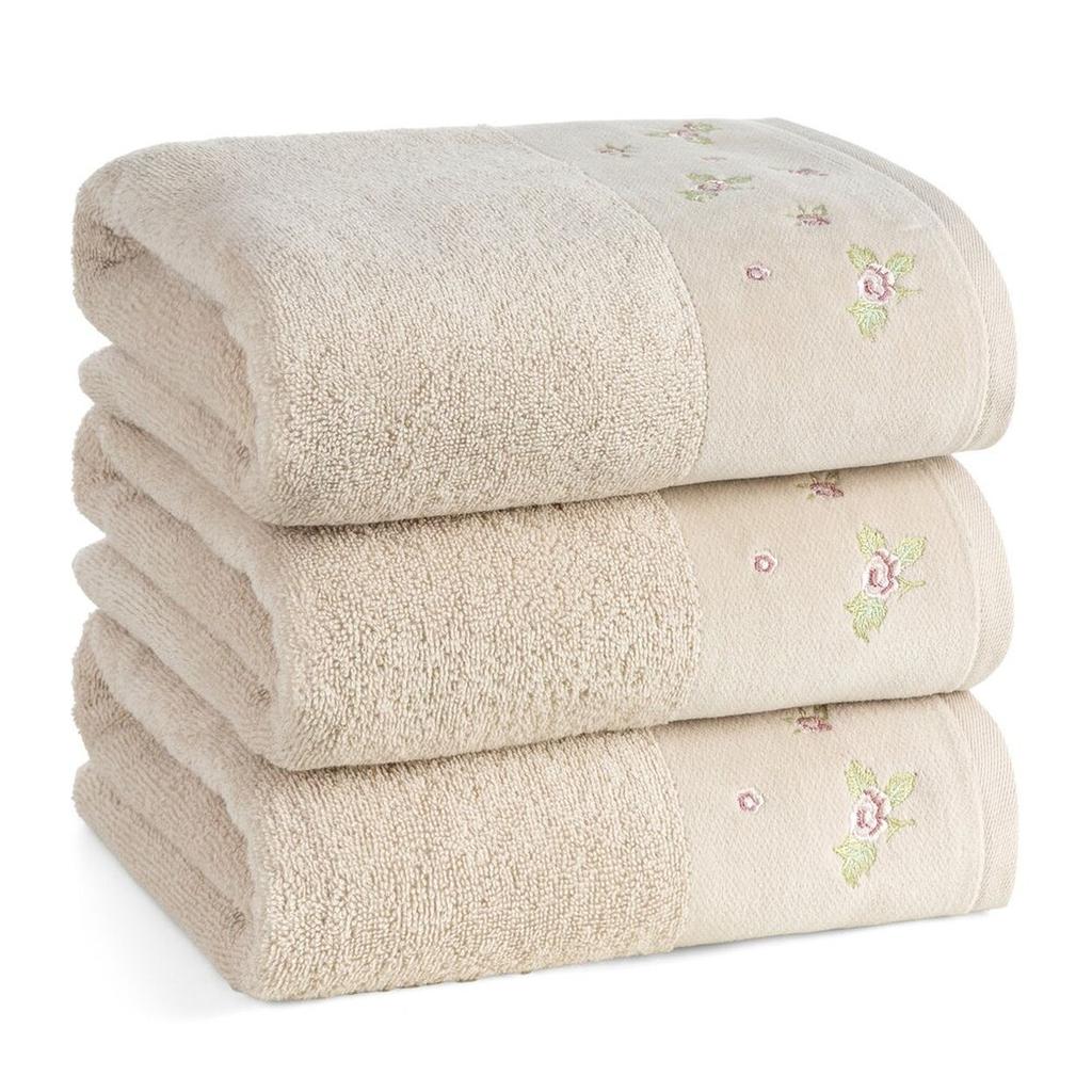 Dalia Towel With Floral Embroidery 50X90 Cm Beige