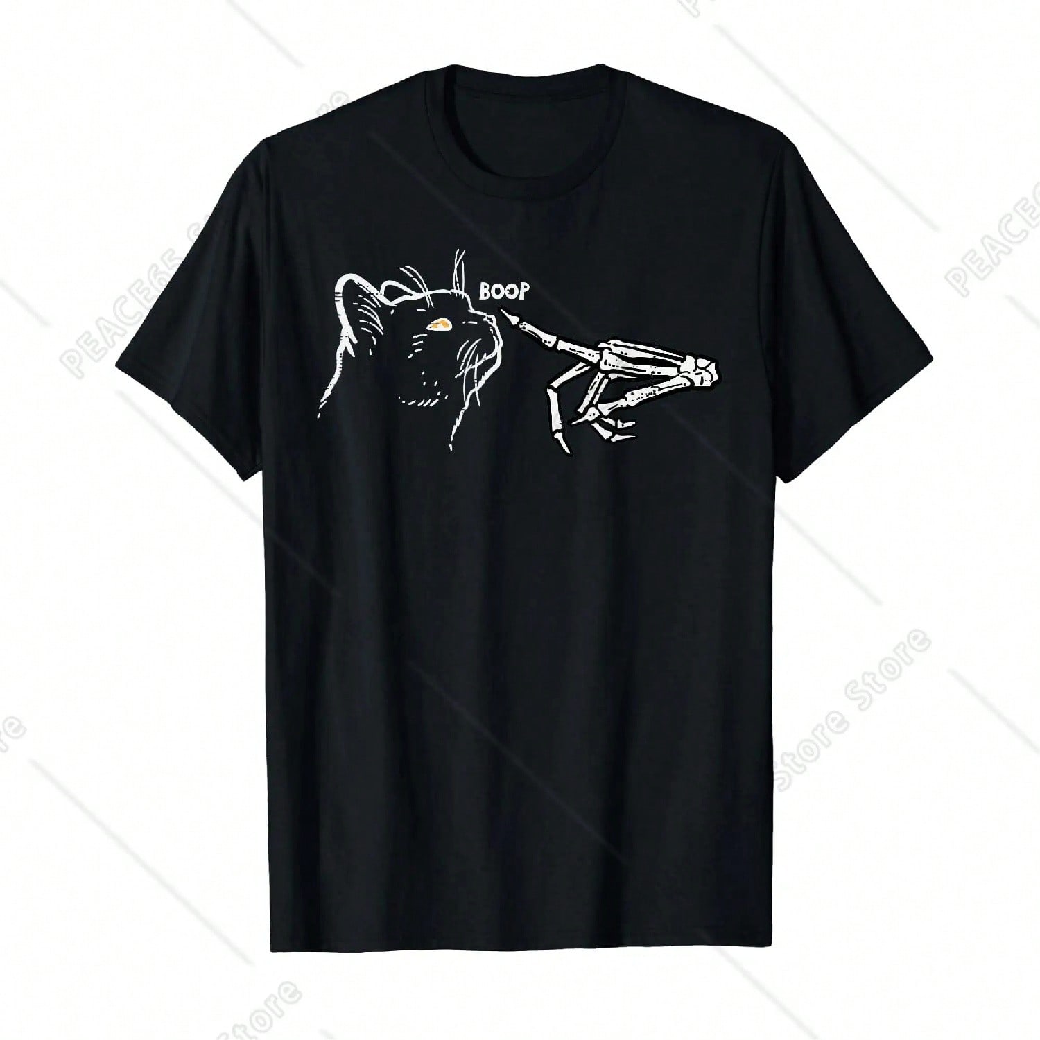 Black Cat Christmas Fairy Lights And Santa Claus Hat T-Shirt S разноцветный