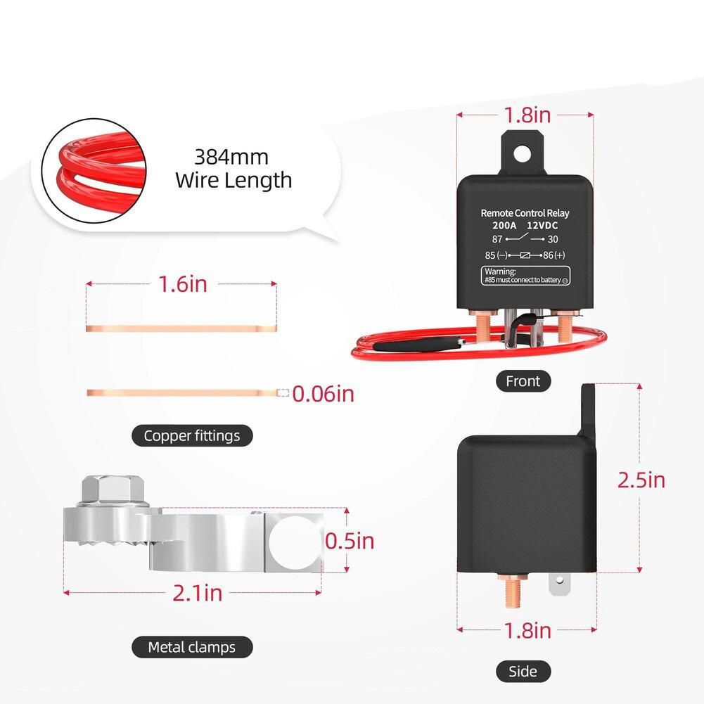 Newest Sale High Quality 12V 200A Remote Control Car Battery Circuit Breaker With 2 Keys Leak-proof Accessories