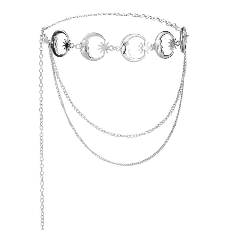 Adjustable Length Waist Chain Multilayer Metal Waist Chain Blings Body Chain for Casual or Beachwear