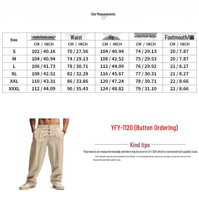 Pantaloni Sport Casual Largi, Respirabili, din Bumbac și In pentru Bărbați - Colecția Primăvară/Vară 2026