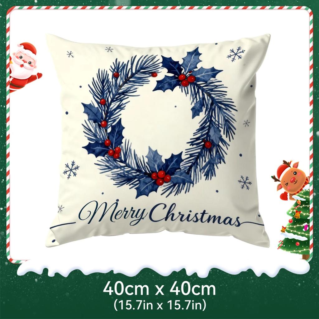 Beige Christmas theme Cushions Pillowcase Polyester Cushion Cover Throw Pillow Pillowcover Home Car Sofa Decor