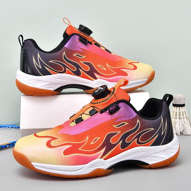 Fiberhome Children's Badminton Shoes Youth Lightweight Breathable Shock Absorption Rotating Button Table Tennis Shoes