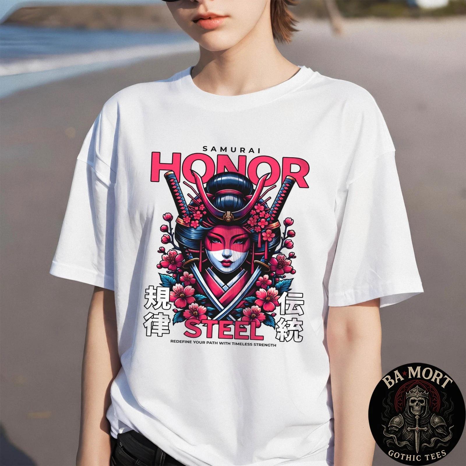 Samurai Honor Japanese Mascot Pink Graphic 100% Cotton T-shirt Mens Tees Top 4XL