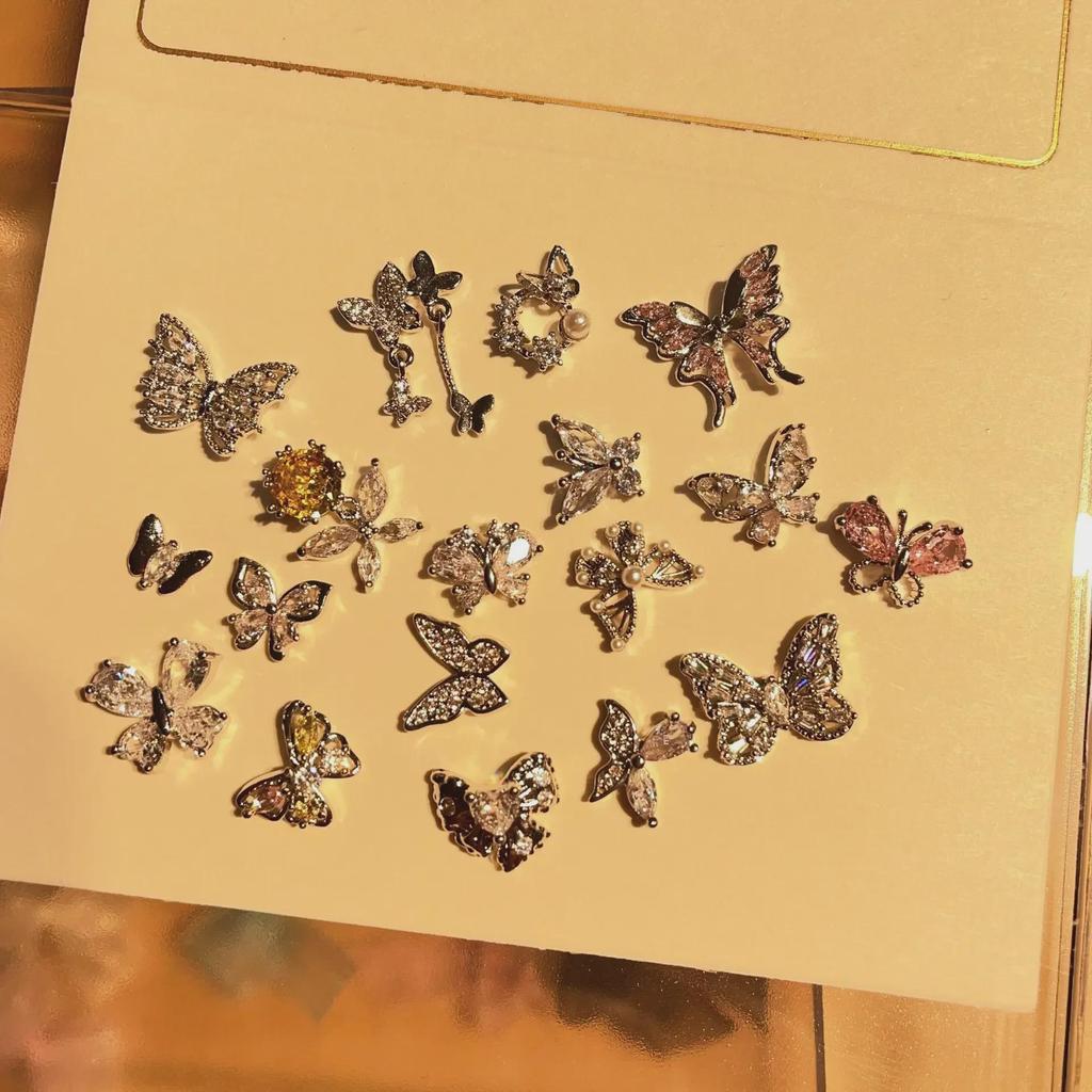 LZ16 Luxus Metall Schmetterling Zirkon Nagel Schmuck