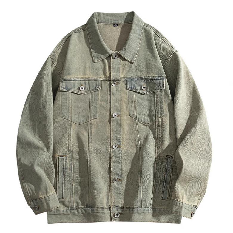 Minimalist Men's Long-sleeved Shirt Fall Denim Jacket Loose Tops Lapel Loose Men's Casual Jacket Men's Models Breathable Work Casual Jacket