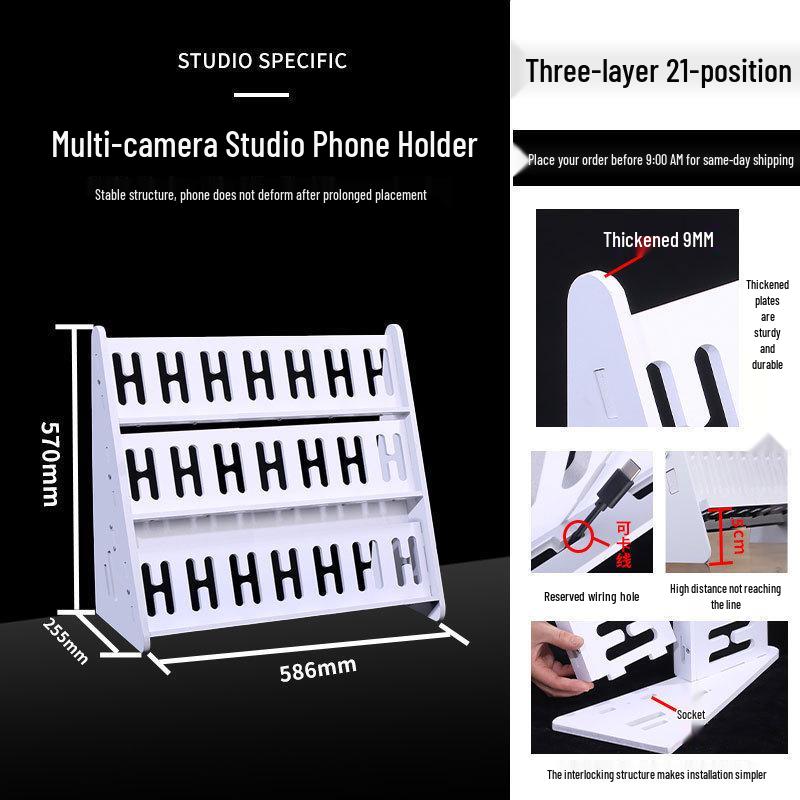 Multi-Camera Desktop & Floor Phone Holder with Charging Capability