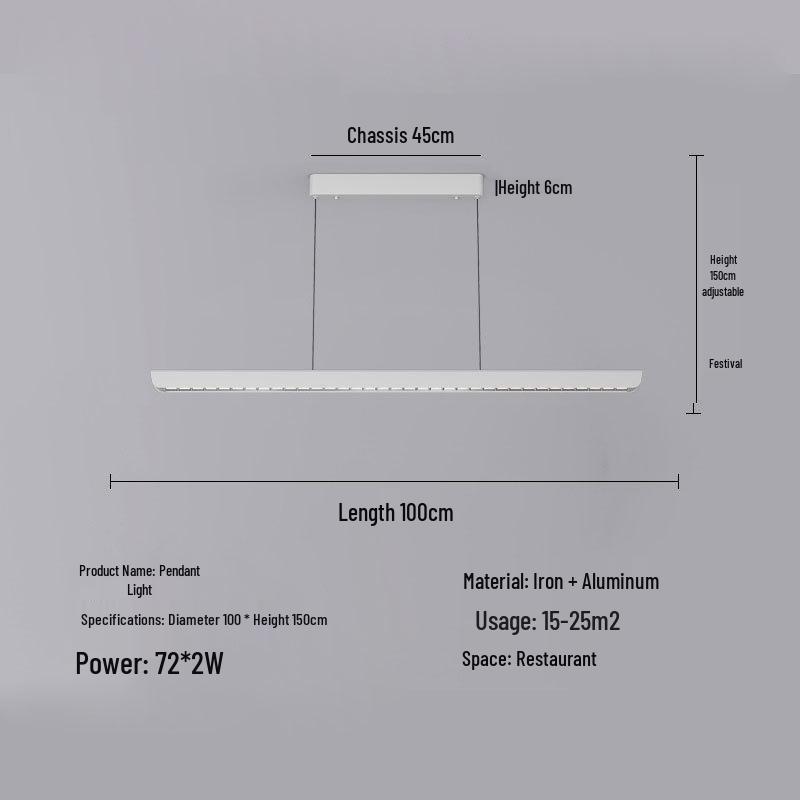 Modern Minimalist LED Pendant Light for Restaurants and Bars: Creative Long Strip Design Neutral Light