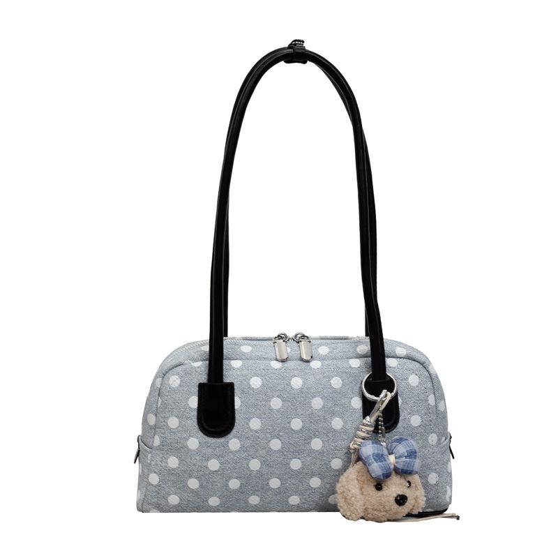 2026 Korean Polka Dot Bowling Handbag: Stylish Single Shoulder Underarm Bag