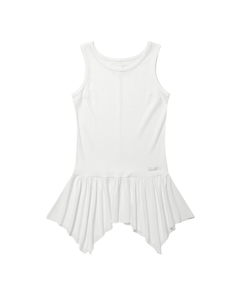 Ames Worldwide Classic Shirring Sleeveless Dress White
