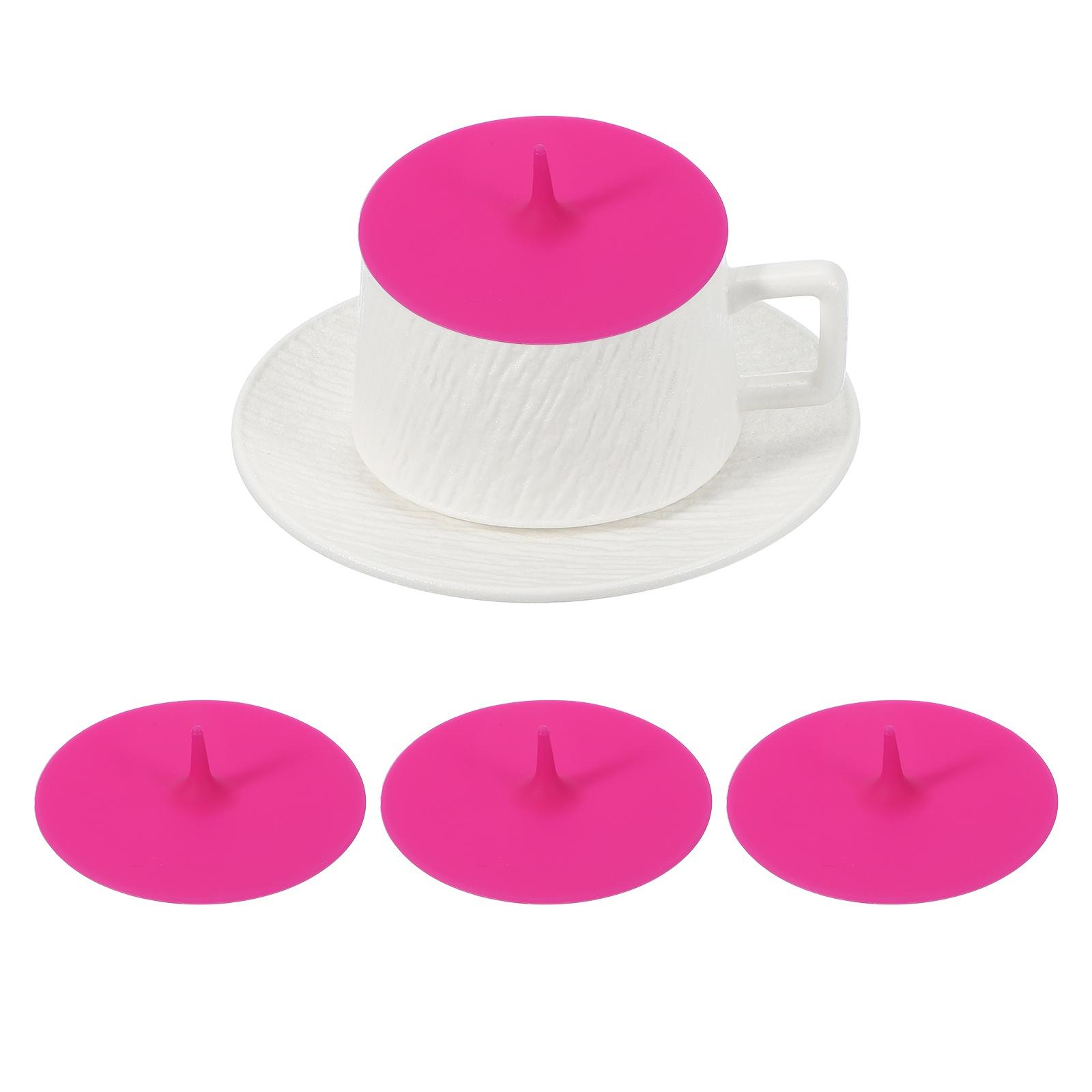 

3Pcs Silicone Cup Covers 3.94 Teardrop Universal Cup Lids Reusable Drinking Hot Cold Beverages for Mugs Tea Cups Coffee Cup рожевий червоний колір