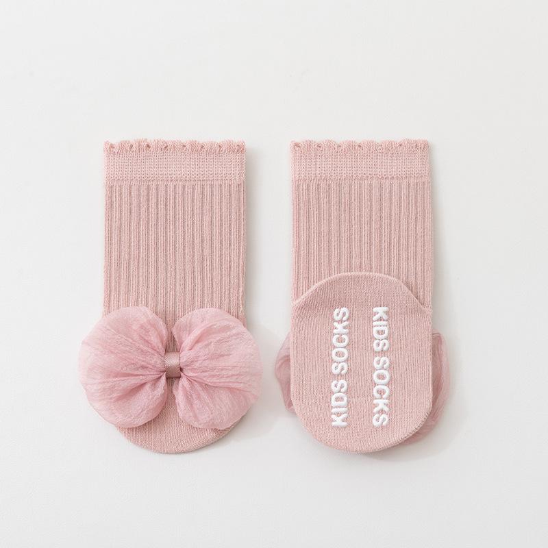 25 Pack Non-Slip Baby Floor Socks with Lace Bow - Spring & Autumn Style, Class A, Boneless, Loose Fit for Girls