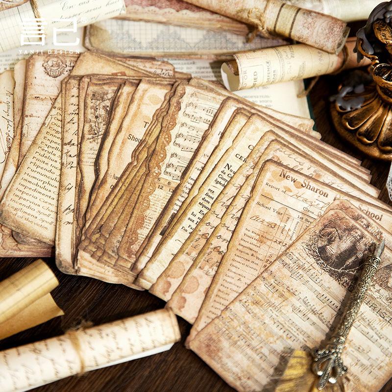 1book/50pcs Non-Adhesive Decorative Paper with Vintage Textures, DIY Handmade Album Scrapbooking Decorative Paper Supplies