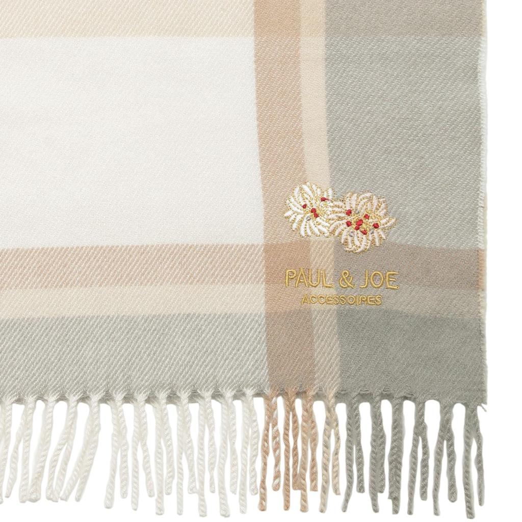 Paul Joe Moonbat Chrysanthemum Logo Embroidered Scarf with Branded Beige & (44585) Packaging,