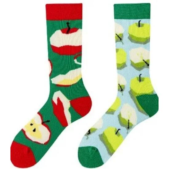 New Creative Couple AB Asymmetric Trendy Socks Fashionable Personalized Trendy Cartoon Jacquard Long Tube Cotton Socks