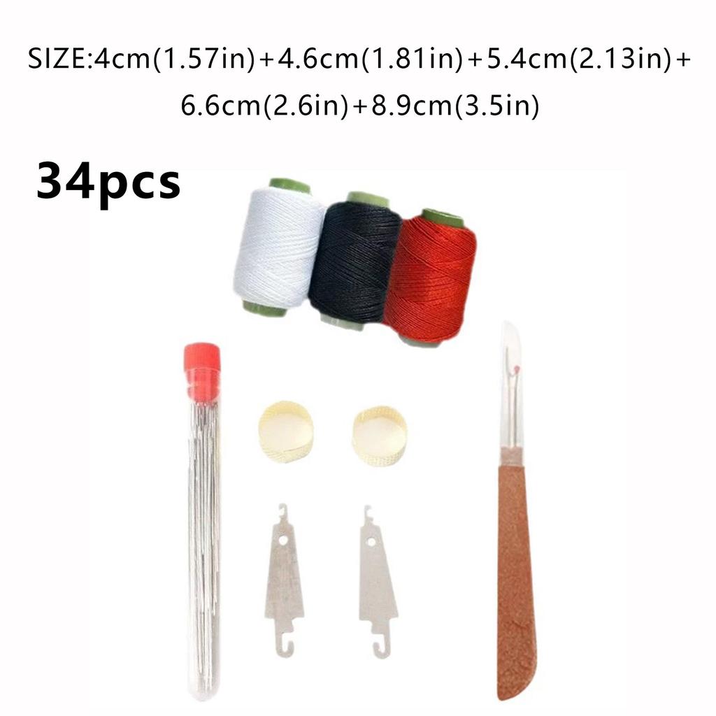 Large Eye Hand Sewing Needles Set 34/37 PCS High Carbon Steel Needles with Thread Spools for DIY Craft Elderly