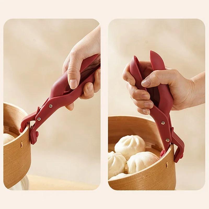 New Silicone Multi-Function Anti-Scald Bowl Clip Heat Resistant Gripper Tongs with Non-Slip Coating Cookware Handles