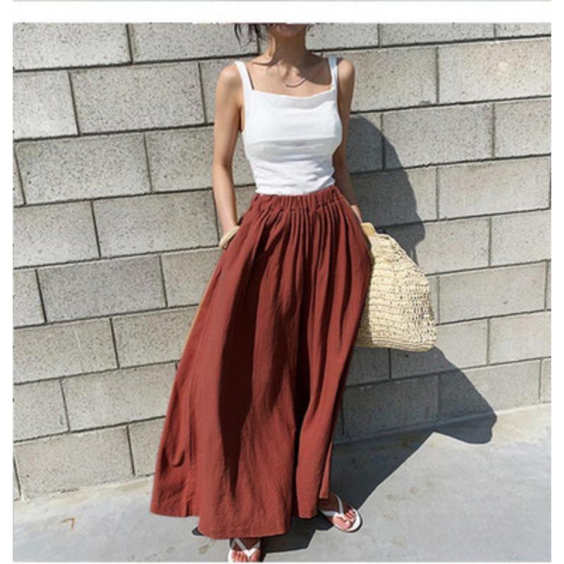 Summer Women's Fashion Solid Color Linen Wide Leg Pants Casual Pants Long Pants Women's Pants Trousers Women’s