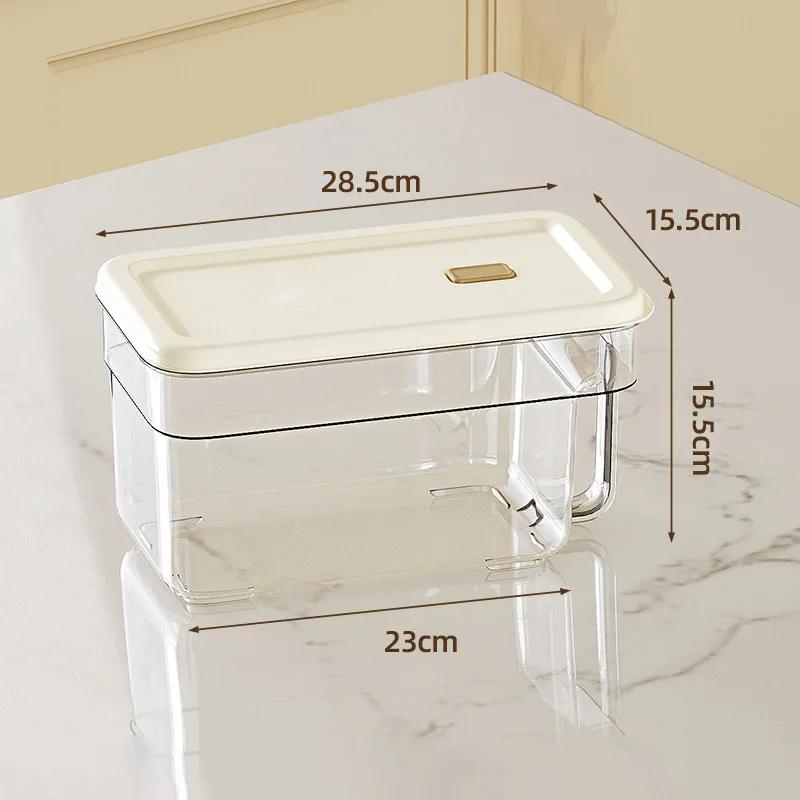 Многофункциональный ящик для хранения, холодильник, коробки для свежих овощей и фруктов с ручкой, портативная сливная корзина, герметичные контейнеры для хранения зерна Without draining basket белый